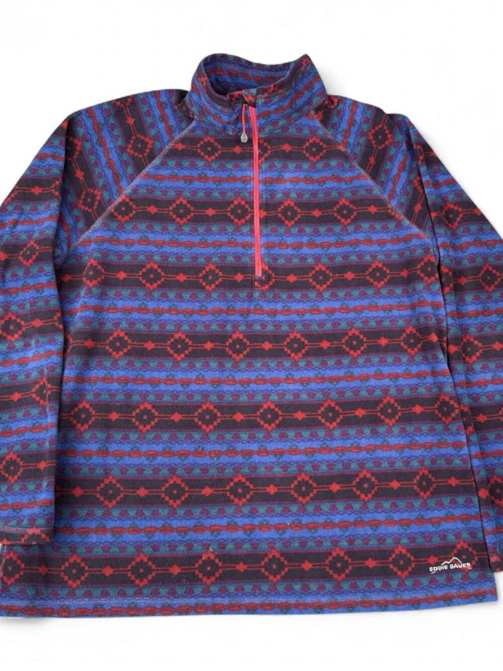 Eddie Bauer Fleece Pullover Women's XXL Aztec Quarter Zip Mock Neck